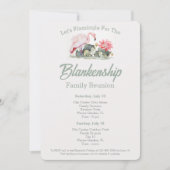 2日間の家族再会トロピカルフラミンゴアートカスタム 招待状 (正面)