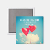 2明るい赤いハートの形をしたバルーン日付を保存 マグネット (正面/裏面)