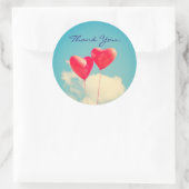 2明るい赤いハート型バルーンありがとう ラウンドシール (バッグ)