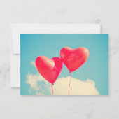 2明るい赤いハート型バルーンRSVP 出欠カード (裏面)