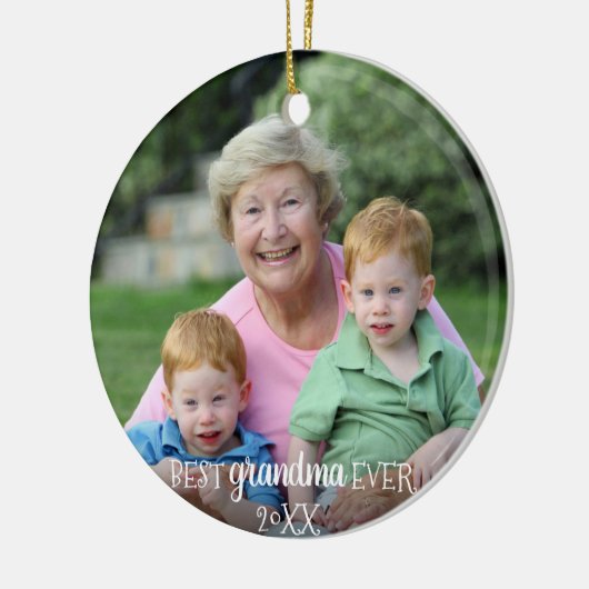 2最高の面2写真クリスマスおばあちゃん セラミックオーナメント (左)