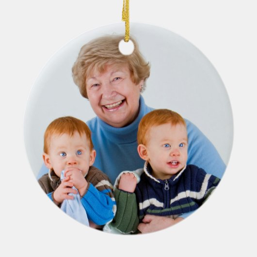 2最高の面2写真クリスマスおばあちゃん セラミックオーナメント (裏面)
