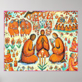 2月うぶな人フォークアートウィンターラブ祈りの言葉ポスター ポスター (正面)