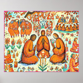 2月うぶな人フォークアートウィンターラブ祈りの言葉ポスター ポスター