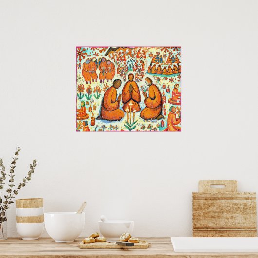 2月うぶな人フォークアートウィンターラブ祈りの言葉ポスター ポスター (キッチン)