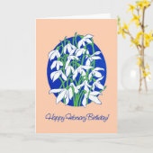 2月かわいらし誕生日のブルースノードロップ カード (黄色い花)