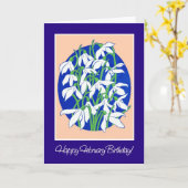 2月かわいらし誕生日のブルースノードロップ カード (黄色い花)