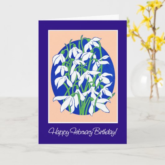 2月かわいらし誕生日のブルースノードロップ カード (黄色い花)