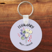 2月かわいらし誕生月花誕生日 キーホルダー (裏面)