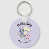 2月かわいらし誕生月花誕生日 キーホルダー (裏面)