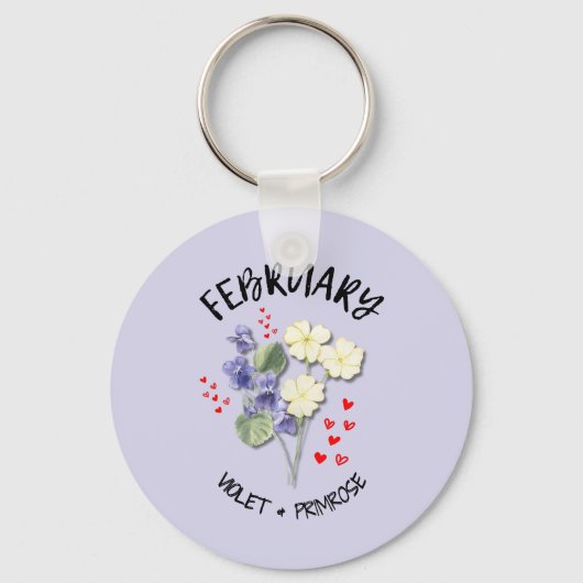 2月かわいらし誕生月花誕生日 キーホルダー (裏面)