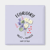 2月かわいらし誕生月花誕生日 マグネット (正面)