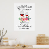 2月にワインを愛生まれする女性 ポスター (キッチン)