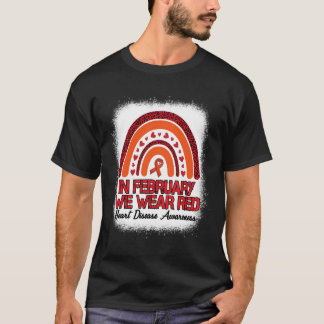 2月に我々衣服レッドヒョウ虹の漂白R Tシャツ