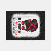 2月に我々衣服赤メッシーバンハート病Aw フリースブランケット (正面(横))