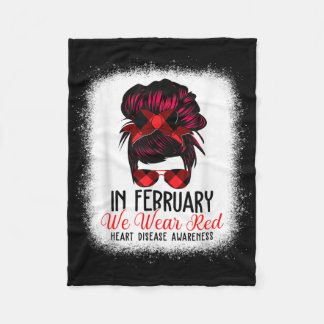 2月に我々衣服赤メッシーバンハート病Aw フリースブランケット