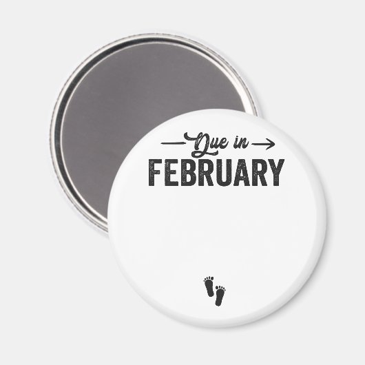 2月に支払いベビー発表の妊娠ギフト マグネット (正面/裏面)