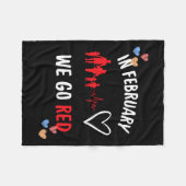 2月に私たちは赤ハースの健康月に行く フリースブランケット (正面(横))