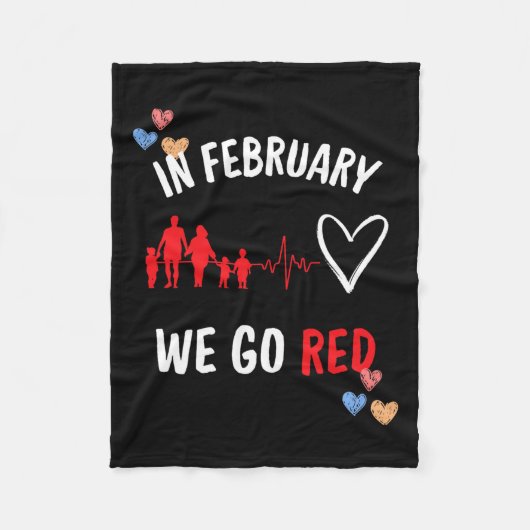 2月に私たちは赤ハースの健康月に行く フリースブランケット (正面)