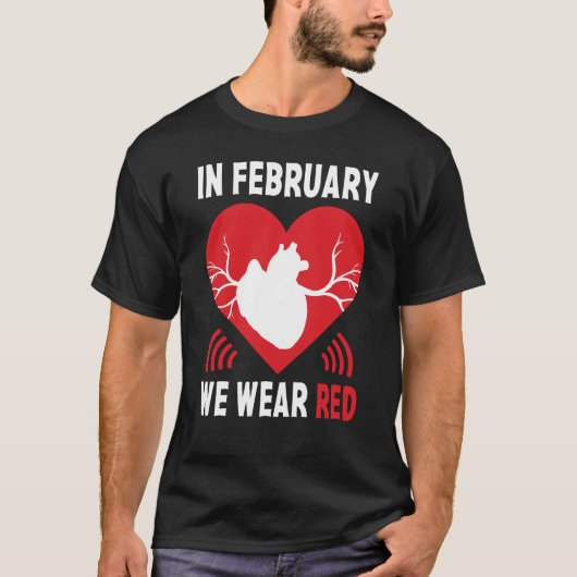 2月に赤を着よう ハートディシーズアウェアネス Tシャツ (正面)