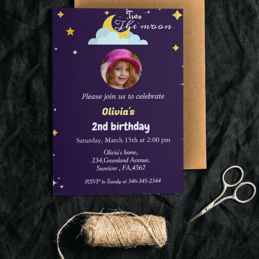 2月のセコンバースデーガールバースデーパーティー 招待状