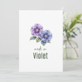 2月のバイオレットの誕生花カード 水彩 招待状 (スタンド正面)