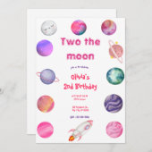 2月のピンクの女の子2nd誕生日 招待状 (正面/裏面)