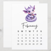 2月のベビードラゴン かわいいファンタジー月間カレンダー (正面/裏面)