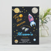 2月の外側宇宙の水の色の誕生日 招待状 (スタンド正面)