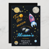 2月の外側宇宙の水の色の誕生日 招待状 (正面/裏面)