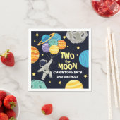 2月の外側宇宙ブルー2nd誕生日パーティー スタンダードカクテルナプキン (インサイチュ)