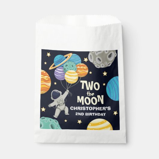 2月の外側宇宙ブルー2nd誕生日パーティー フェイバーバッグ (正面)