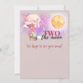 2月の女の子の動物バルーン2番目の誕生日 招待状 (裏面)