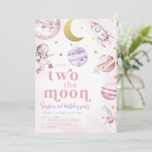 2月の女の子の誕生日ガールシルバー 招待状 (スタンド正面)