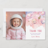 2月の女の子誕生日写真サンキューカード 招待状 (正面)