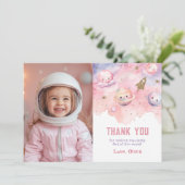 2月の女の子誕生日写真サンキューカード 招待状 (スタンド正面)