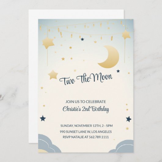 2月の女の子2番目の誕生日パーティーの招待 招待状 (正面/裏面)