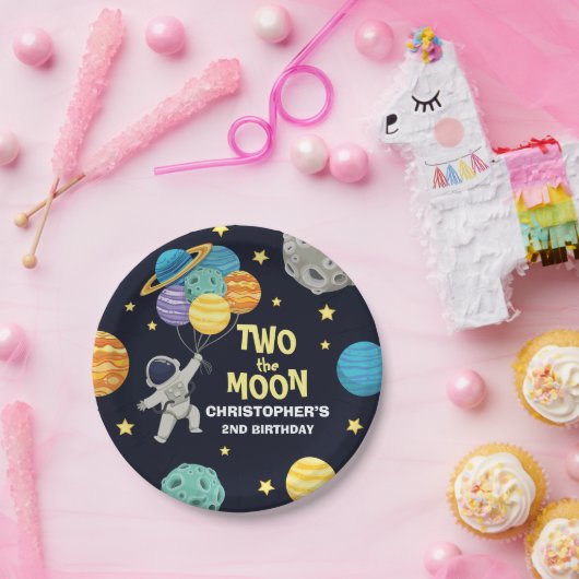 2月の宇宙の青い2番目の誕生日 ペーパープレート (パーティー)