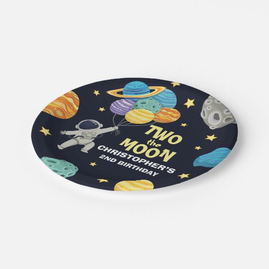 2月の宇宙の青い2番目の誕生日 ペーパープレート (アングル)