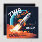 2月の宇宙ロケット惑星ボーイ第2の誕生日 招待状 (正面/裏面)