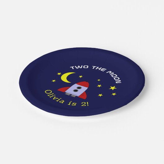 2月の宇宙ロケット船2回目の誕生日 ペーパープレート (アングル)