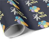 2月の宇宙月と星の宇宙飛行士 ラッピングペーパー (ロールコーナー)