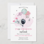 2月の宇宙飛行士宇宙女の子2歳の誕生日 招待状 (正面)