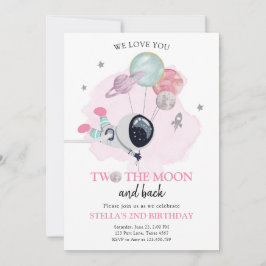 2月の宇宙飛行士宇宙女の子2歳の誕生日 招待状