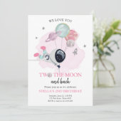 2月の宇宙飛行士宇宙女の子2歳の誕生日 招待状 (スタンド正面)