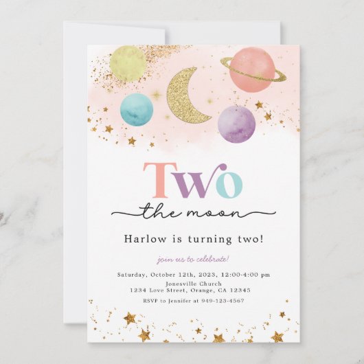 2月の宇宙2nd誕生日招待状 案内状 (正面)