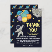 2月の惑星宇宙飛行士の誕生日パーティー サンキューカード (正面/裏面)