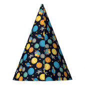 2月の月と星の宇宙飛行士誕生日 パーティーハット (裏面)