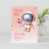 2月の桃ピンクの2番目の誕生日 招待状 (スタンド正面)