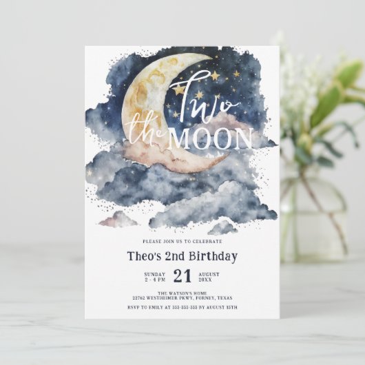 2月の水の色の男の子2nd誕生日 招待状 (スタンド正面)